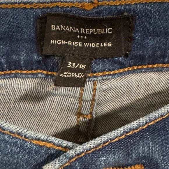 Banana Republic Factory High-Rise Wide-Leg Jeans Dark Wash Blue 33/16 Stretch - Picture 3 of 9